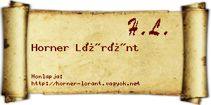 Horner Lóránt névjegykártya